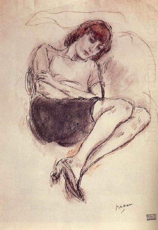 Jules Pascin Aiermila wearing the black dress china oil painting image